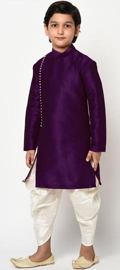 Purple and Violet color Boys Dhoti Kurta in Dupion Silk fabric with Thread work : 1725282