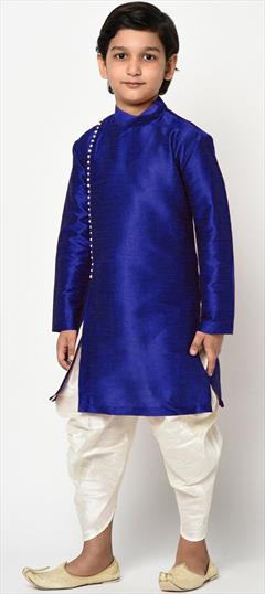 Blue color Boys Dhoti Kurta in Dupion Silk fabric with Thread work : 1725286