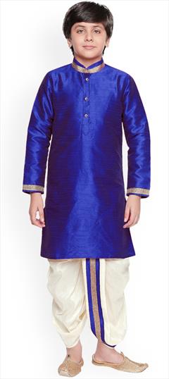Blue color Boys Dhoti Kurta in Dupion Silk fabric with Thread work : 1725298