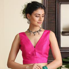 Pink and Majenta color Blouse in Dupion Silk fabric with Thread work : 1727391