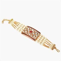 Multicolor color Bracelet in Metal Alloy studded with Kundan, Pearl & Gold Rodium Polish : 1727759