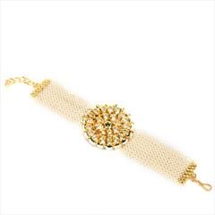 White and Off White color Bracelet in Metal Alloy studded with Kundan, Pearl & Gold Rodium Polish : 1727762