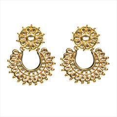Gold color Earrings in Metal Alloy studded with Kundan, Pearl & Gold Rodium Polish : 1728023