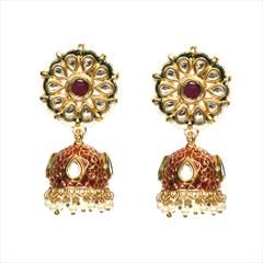 Multicolor color Earrings in Metal Alloy studded with Kundan, Pearl & Gold Rodium Polish : 1728031