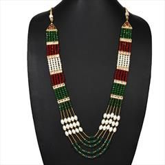 Multicolor color Necklace in Metal Alloy studded with Beads, CZ Diamond & Gold Rodium Polish : 1728078
