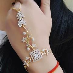 White and Off White color Haath Paan in Metal Alloy studded with CZ Diamond & Gold Rodium Polish : 1729011