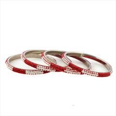 Red and Maroon, White and Off White color Bangles in Brass, Lakh studded with CZ Diamond, Kundan & Gold Rodium Polish : 1729525
