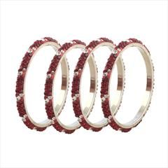 Red and Maroon color Bangles in Brass, Lakh studded with CZ Diamond, Kundan & Gold Rodium Polish : 1729546