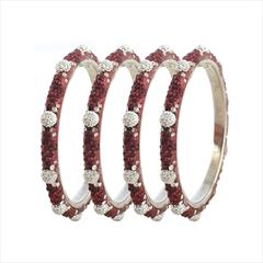 Red and Maroon color Bangles in Brass, Lakh studded with CZ Diamond, Kundan & Gold Rodium Polish : 1729548