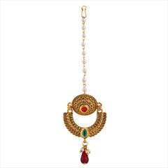 Multicolor color Mang Tikka in Brass studded with Pearl & Gold Rodium Polish : 1729808