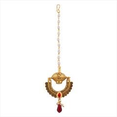 Multicolor color Mang Tikka in Brass studded with Pearl & Gold Rodium Polish : 1729812