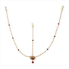 Multicolor color Mang Tikka in Brass studded with Pearl & Gold Rodium Polish : 1729813