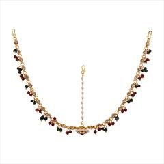 Multicolor color Mang Tikka in Brass studded with Pearl & Gold Rodium Polish : 1729814