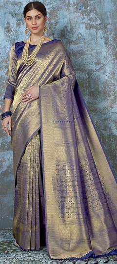 Traditional Blue color Saree in Art Silk, Silk fabric with South Weaving work : 1730041