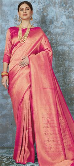 Traditional Pink and Majenta color Saree in Art Silk, Silk fabric with South Weaving work : 1730043
