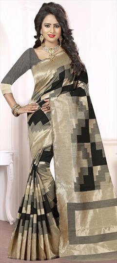 Traditional Black and Grey color Saree in Jacquard fabric with South Weaving work : 1730633