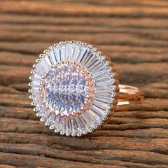 White and Off White color Ring in Brass studded with Austrian diamond & Gold Rodium Polish : 1732398