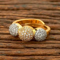 White and Off White color Ring in Brass studded with Austrian diamond & Gold Rodium Polish : 1732404