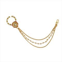 White and Off White color Nose Ring in Copper studded with Kundan, Pearl & Gold Rodium Polish : 1732614