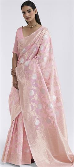 Traditional Pink and Majenta color Saree in Linen fabric with Bengali Weaving work : 1733500
