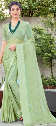 Festive, Party Wear Green color Saree in Chiffon fabric with Classic Stone work : 1733538