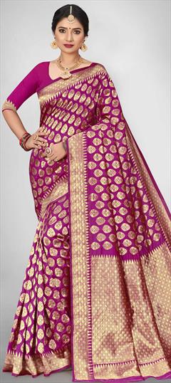 Traditional Pink and Majenta color Saree in Jacquard fabric with South Weaving work : 1734060