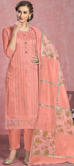 Casual Pink and Majenta color Salwar Kameez in Cotton fabric with Straight Printed work : 1734568