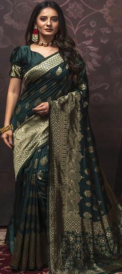 Traditional Green color Saree in Art Silk, Silk fabric with South Weaving work : 1734588