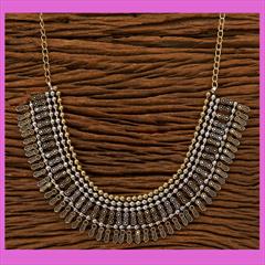 Gold and Silver color Necklace in Brass studded with Artificial & Gold and Silver Rodium Polish : 1734896