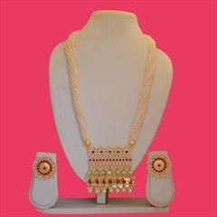 White and Off White color Necklace in Copper studded with Kundan, Pearl & Gold Rodium Polish : 1735211