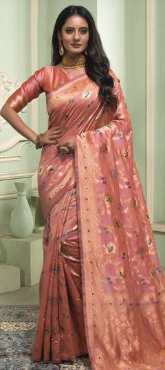 Traditional Pink and Majenta color Saree in Art Silk, Silk fabric with South Weaving work : 1735519