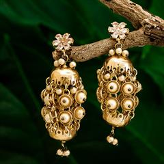 White and Off White color Earrings in Metal Alloy studded with Kundan & Gold Rodium Polish : 1735987
