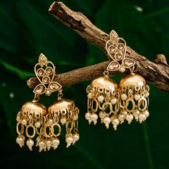 White and Off White color Earrings in Metal Alloy studded with Kundan & Gold Rodium Polish : 1735992