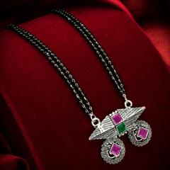 Pink and Majenta color Mangalsutra in Metal Alloy studded with CZ Diamond & Silver Rodium Polish : 1736002