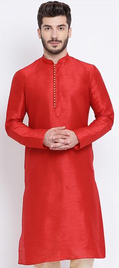 Red and Maroon color Kurta in Dupion Silk fabric with Thread work : 1736218