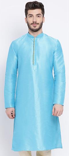 Blue color Kurta in Dupion Silk fabric with Thread work : 1736222