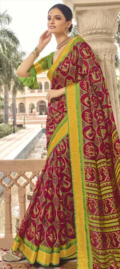 Party Wear Purple and Violet color Saree in Brasso fabric with Classic Bandhej, Printed work : 1736703
