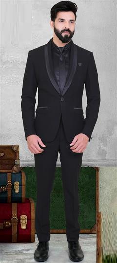 Black and Grey color 2 Piece Suit (with shirt) in Rayon fabric with Thread work : 1737114