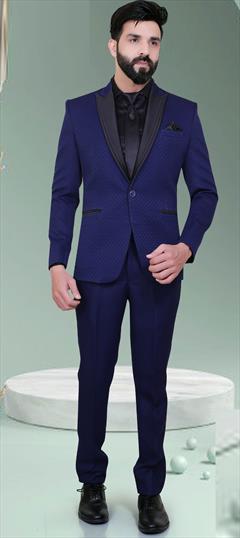 Blue color 2 Piece Suit (with shirt) in Rayon fabric with Thread work : 1737116
