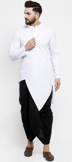 White and Off White color Dhoti Kurta in Cotton fabric with Thread work : 1737177