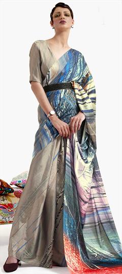 Casual, Traditional Multicolor color Saree in Satin Silk, Silk fabric with South Printed work : 1737518