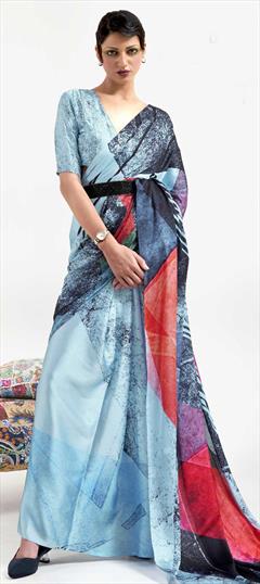 Casual, Traditional Multicolor color Saree in Satin Silk, Silk fabric with South Printed work : 1737519