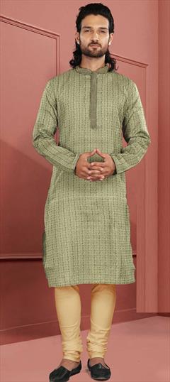 Green color Kurta Pyjamas in Poly Silk fabric with Thread, Weaving, Zari work : 1737882