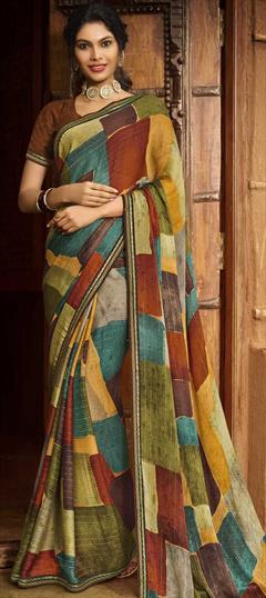 Casual, Party Wear Multicolor color Saree in Chiffon fabric with Classic Printed work : 1738484