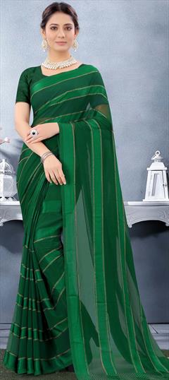 Festive, Party Wear Green color Saree in Georgette fabric with Classic Stone work : 1739452