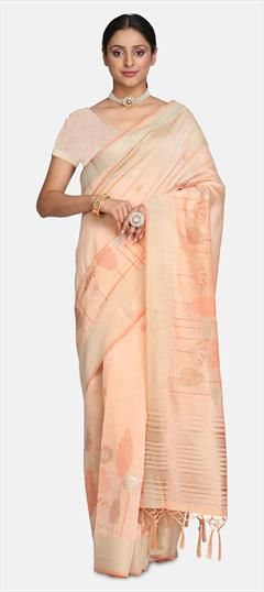 Traditional Pink and Majenta color Saree in Cotton fabric with Bengali Printed work : 1739789