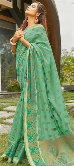 Traditional Blue color Saree in Handloom fabric with South Weaving work : 1740621