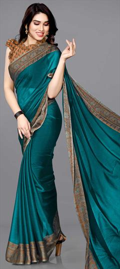 Casual Blue color Saree in Chiffon fabric with Classic Printed work : 1740789