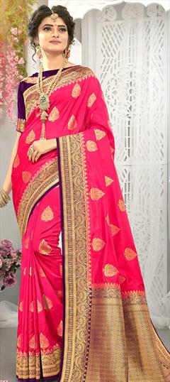 Traditional Pink and Majenta color Saree in Art Silk, Silk fabric with South Weaving work : 1741117