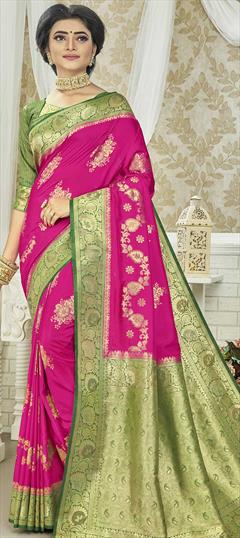 Traditional Pink and Majenta color Saree in Art Silk, Silk fabric with South Weaving work : 1741140